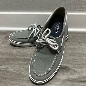 Sperry Men's Gray Canvas Boat Shoes, size 10.5W‎